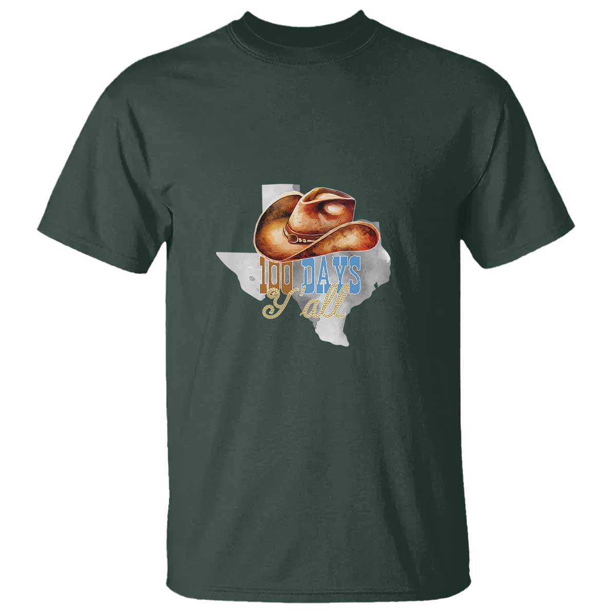 Funny 100th Day Of School Cowboy T Shirt 100 Days Y'all TX map