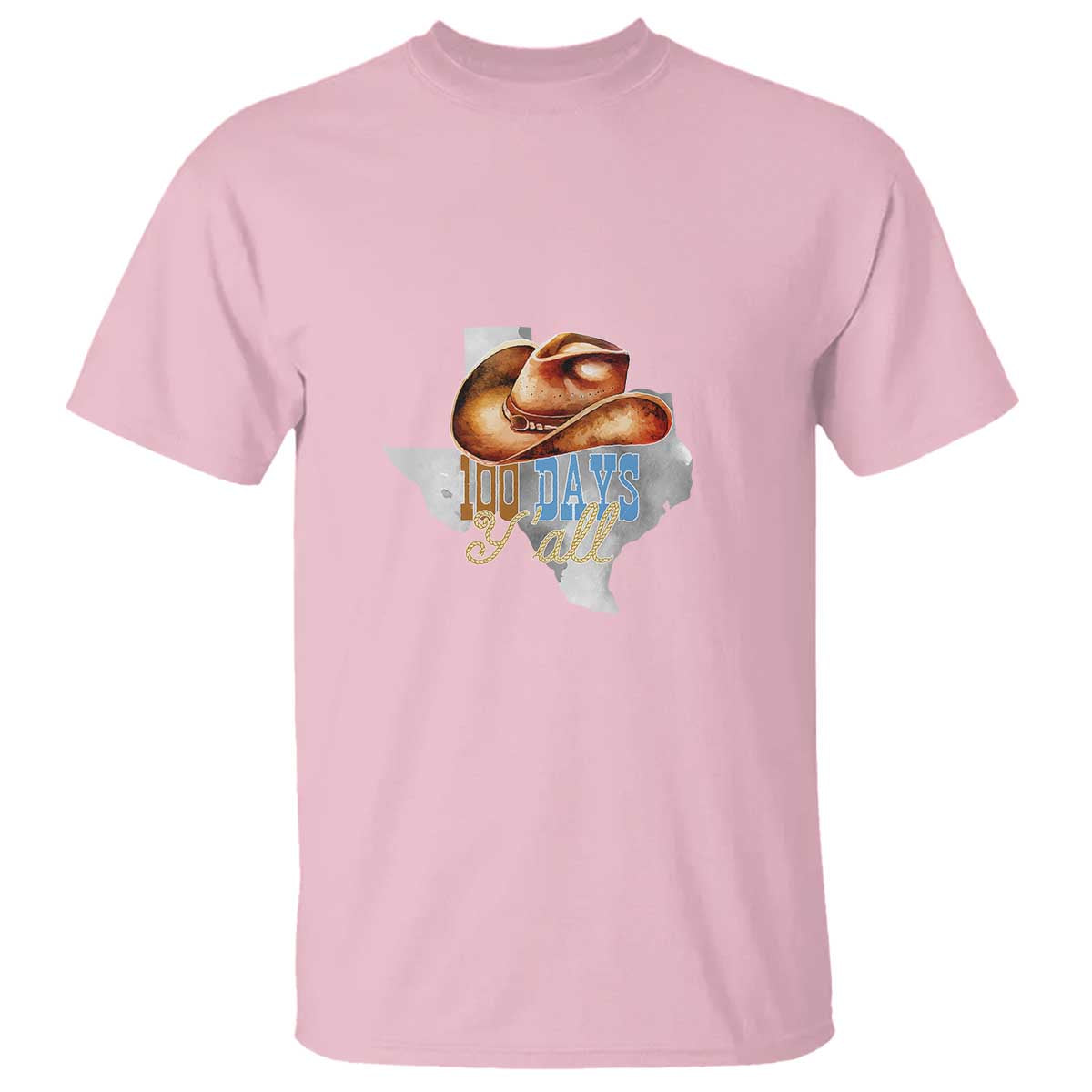 Funny 100th Day Of School Cowboy T Shirt 100 Days Y'all TX map