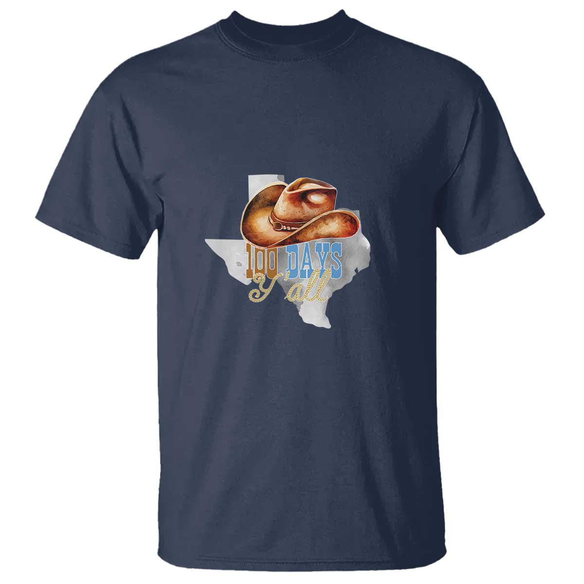 Funny 100th Day Of School Cowboy T Shirt 100 Days Y'all TX map