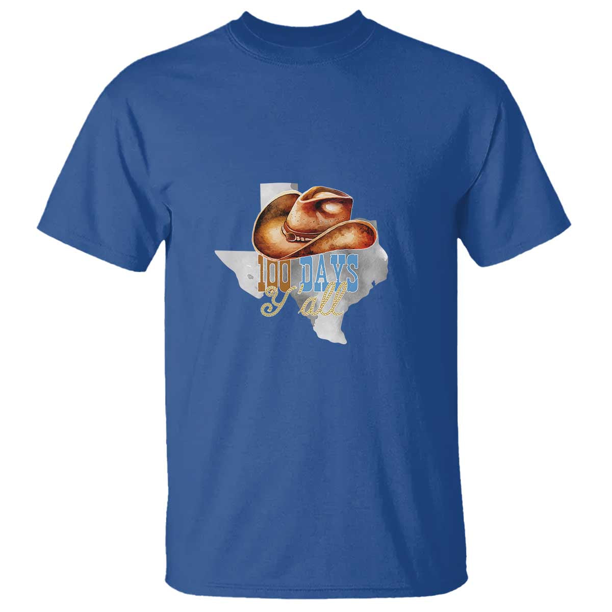 Funny 100th Day Of School Cowboy T Shirt 100 Days Y'all TX map