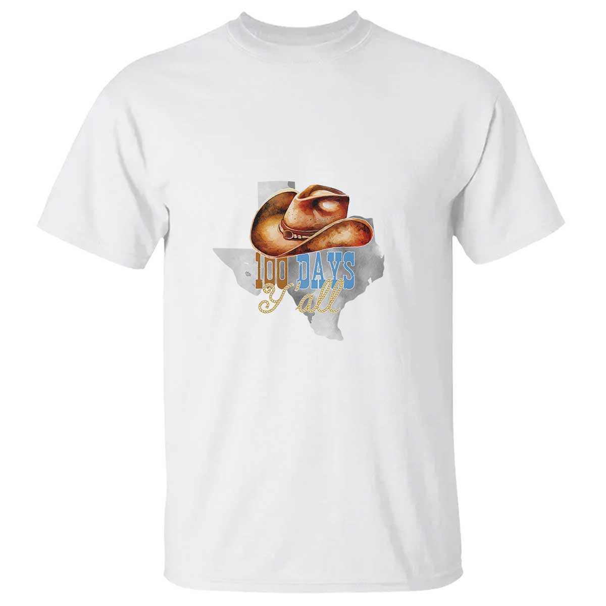 Funny 100th Day Of School Cowboy T Shirt 100 Days Y'all TX map