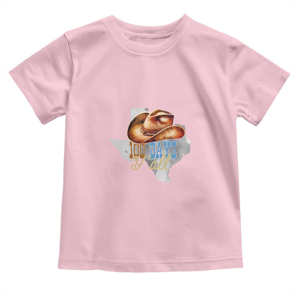 Funny 100th Day Of School Cowboy Toddler T Shirt 100 Days Y'all TX map
