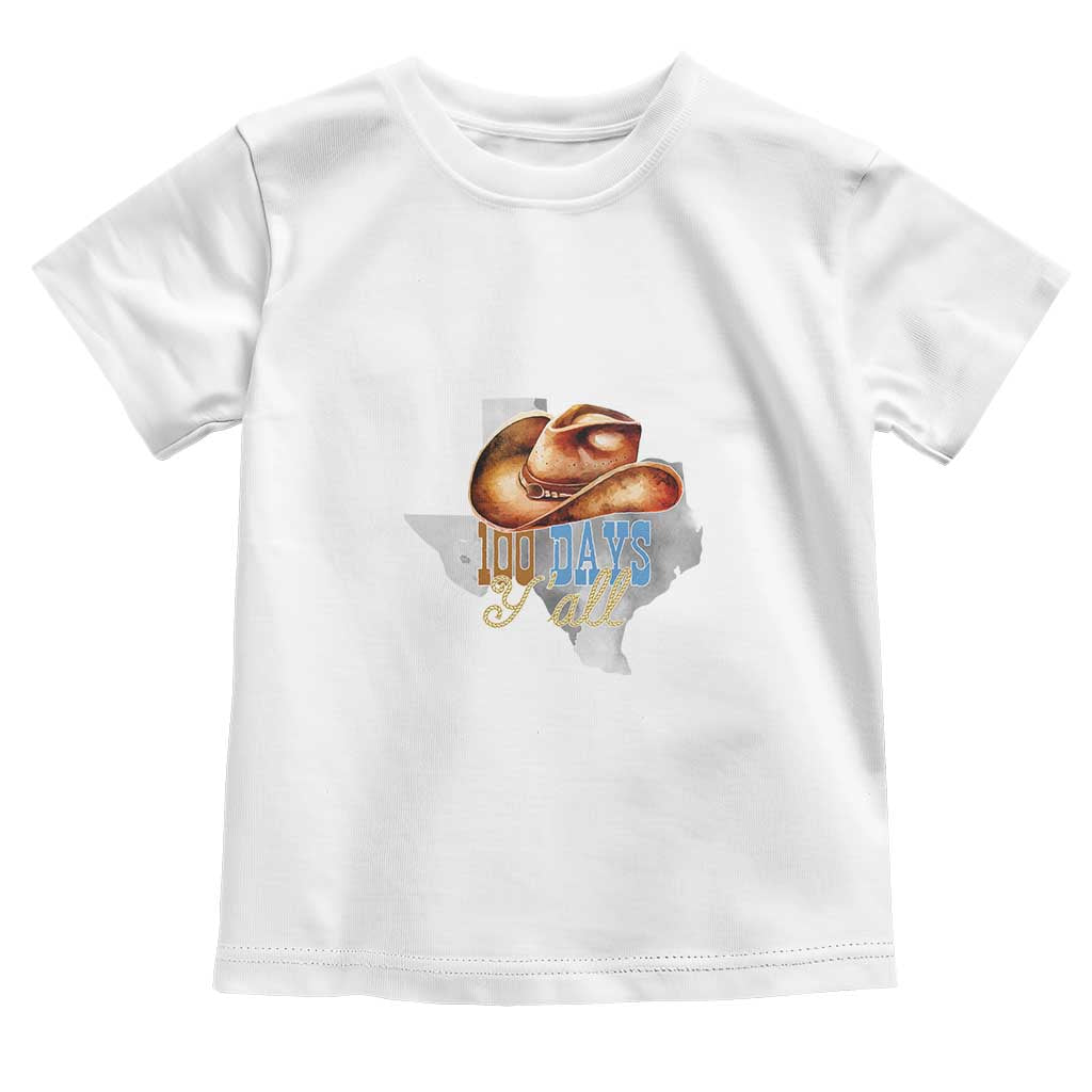Funny 100th Day Of School Cowboy Toddler T Shirt 100 Days Y'all TX map