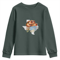 Funny 100th Day Of School Cowboy Youth Sweatshirt 100 Days Y'all TX map