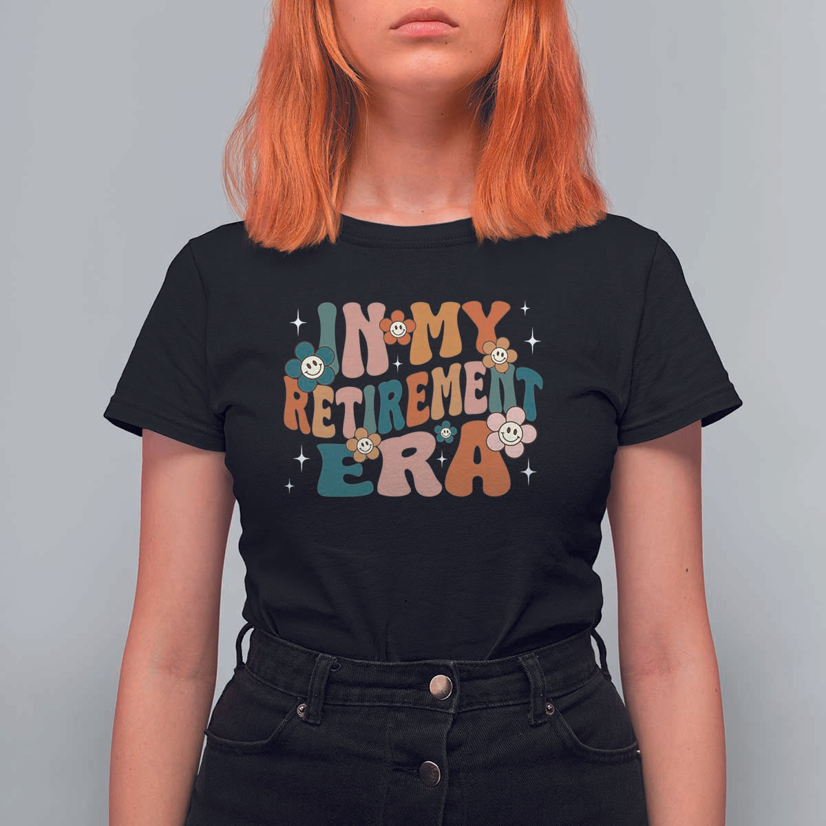 Funny In My Retirement Era T Shirt For Women Retired 2025 Retro Flower