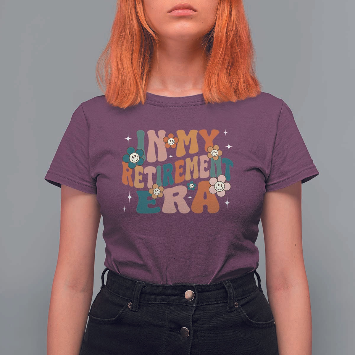 Funny In My Retirement Era T Shirt For Women Retired 2025 Retro Flower