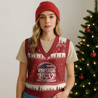 Funny 13th Birthday V-Neck Knit Sweater Vest Vintage 2012 Official Teenager 13 Years Of Being Awesome USA Flag Sunglasses - Wonder Print Shop