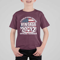 Funny 13th Birthday T Shirt For Kid Vintage 2012 Official Teenager 13 Years Of Being Awesome USA Flag Sunglasses