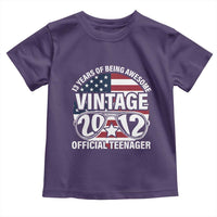 Funny 13th Birthday Toddler T Shirt Vintage 2012 Official Teenager 13 Years Of Being Awesome USA Flag Sunglasses