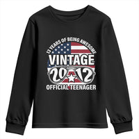 Funny 13th Birthday Youth Sweatshirt Vintage 2012 Official Teenager 13 Years Of Being Awesome USA Flag Sunglasses