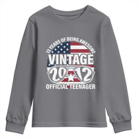 Funny 13th Birthday Youth Sweatshirt Vintage 2012 Official Teenager 13 Years Of Being Awesome USA Flag Sunglasses