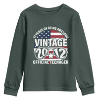 Funny 13th Birthday Youth Sweatshirt Vintage 2012 Official Teenager 13 Years Of Being Awesome USA Flag Sunglasses
