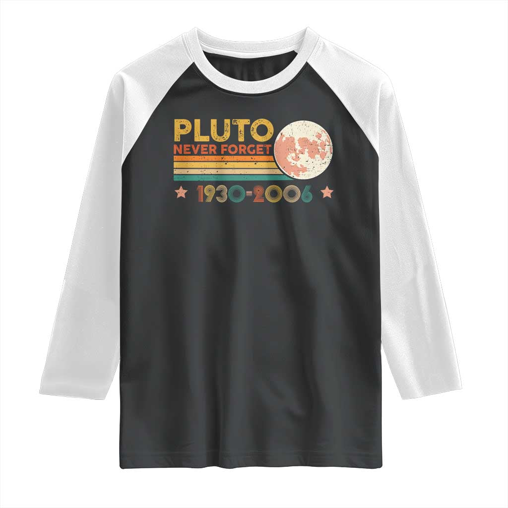 Funny Never Forget Pluto 1930 2006 Raglan Shirt Retro Stripes