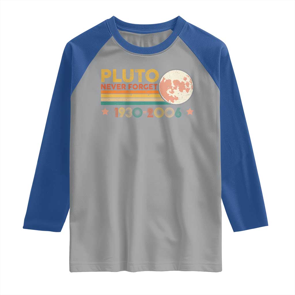 Funny Never Forget Pluto 1930 2006 Raglan Shirt Retro Stripes