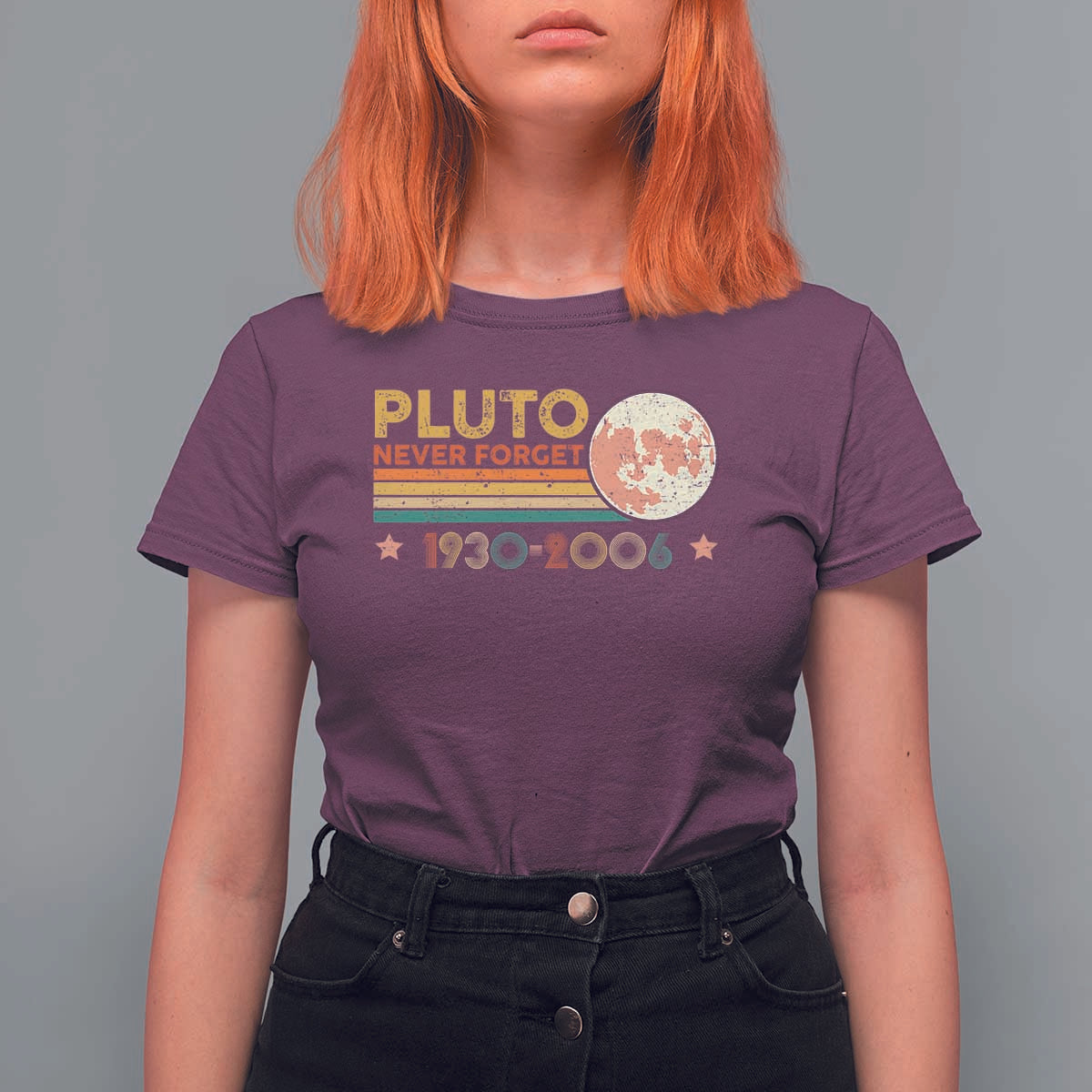 Funny Never Forget Pluto 1930 2006 T Shirt For Women Retro Stripes