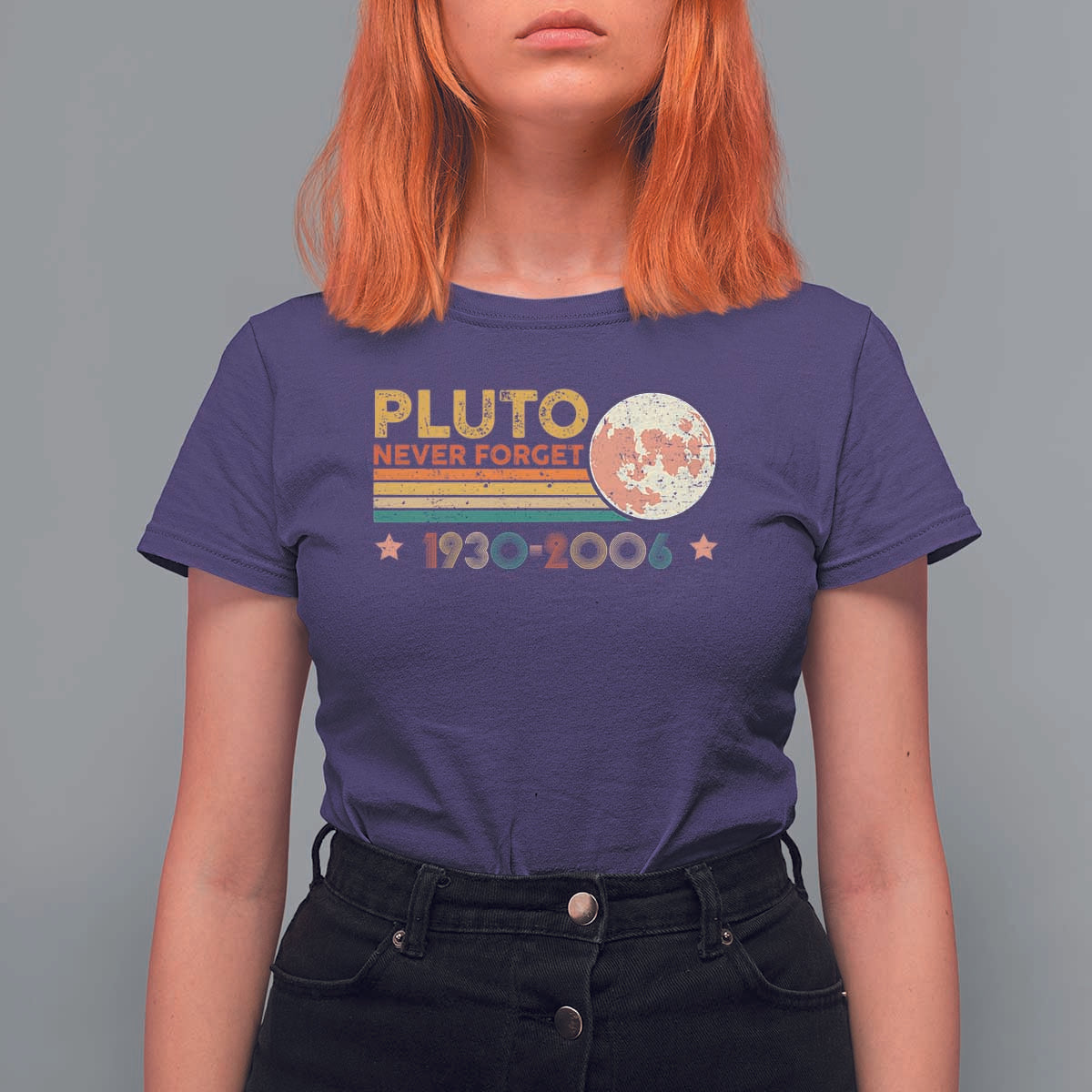 Funny Never Forget Pluto 1930 2006 T Shirt For Women Retro Stripes