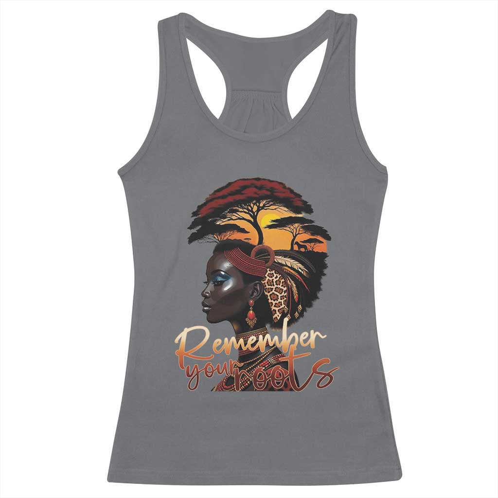 Black History Month Racerback Tank Top Remember Your Roots African Safari
