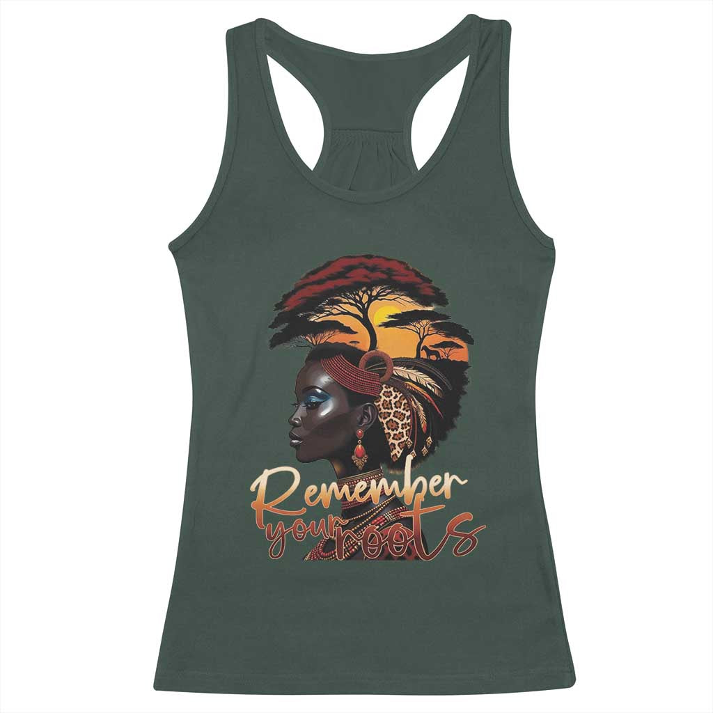 Black History Month Racerback Tank Top Remember Your Roots African Safari