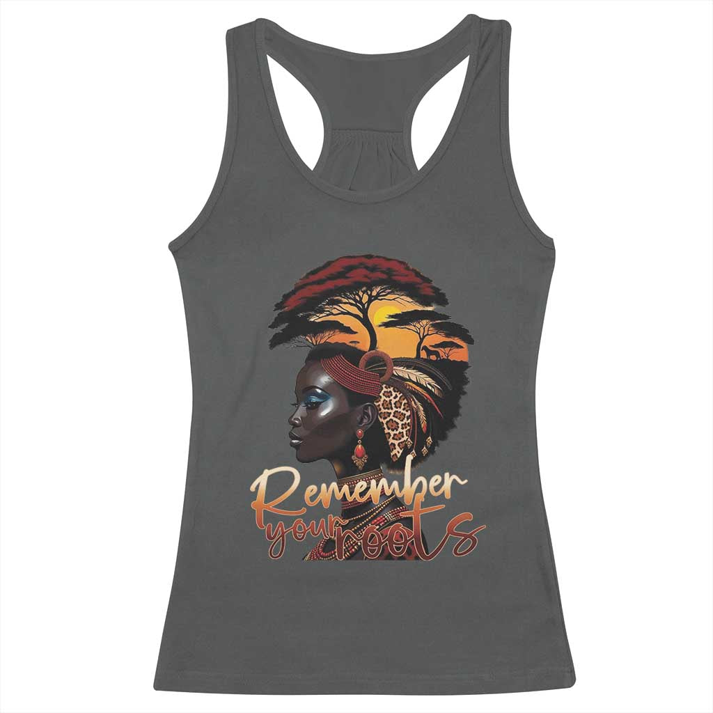 Black History Month Racerback Tank Top Remember Your Roots African Safari