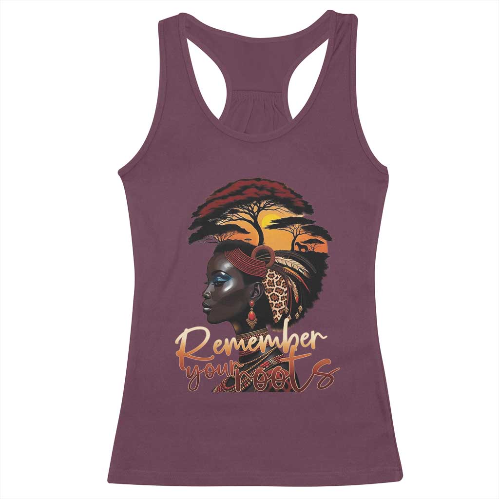 Black History Month Racerback Tank Top Remember Your Roots African Safari