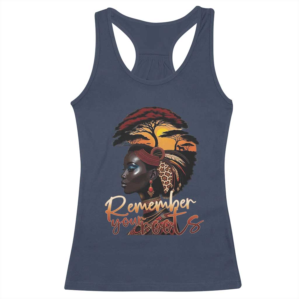Black History Month Racerback Tank Top Remember Your Roots African Safari