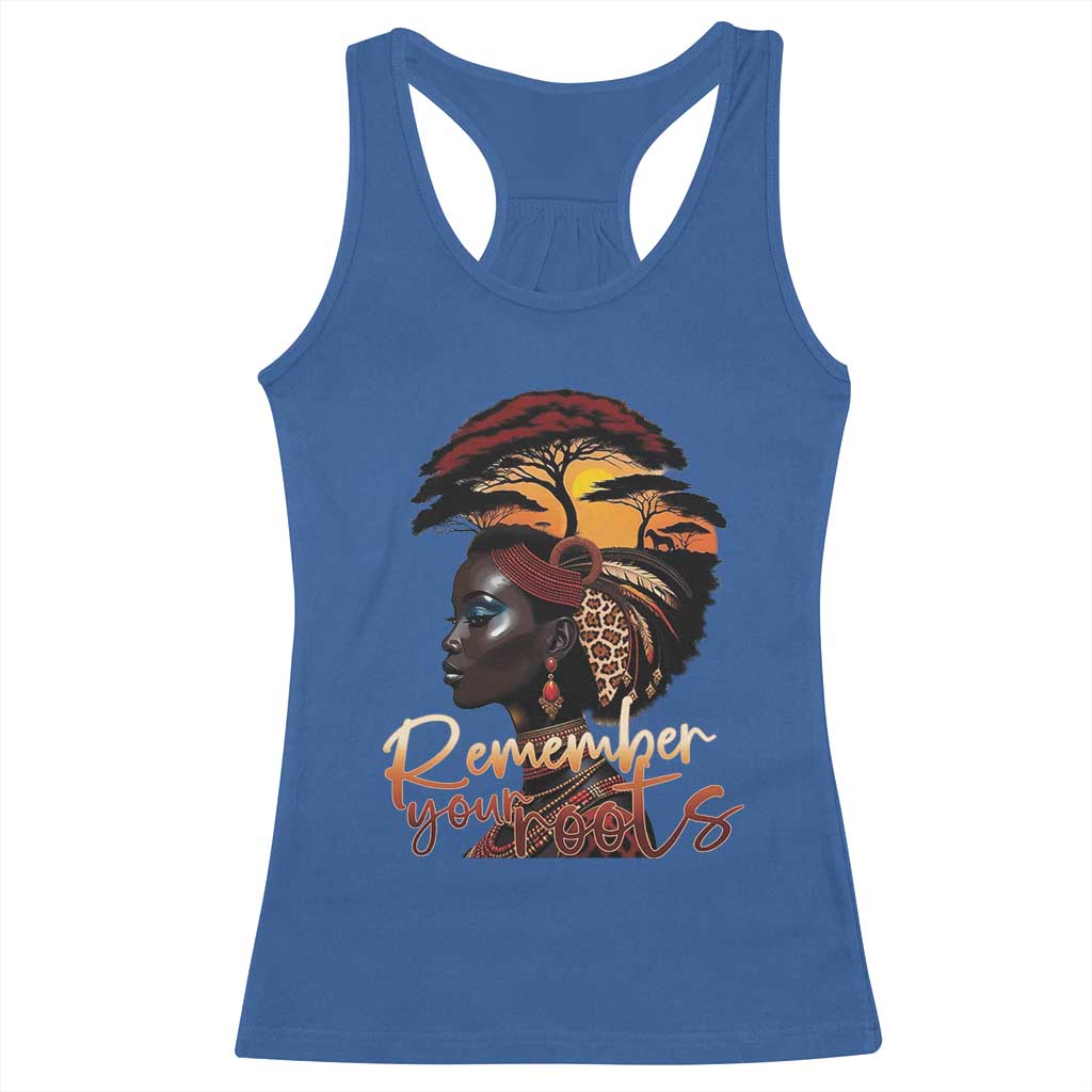 Black History Month Racerback Tank Top Remember Your Roots African Safari