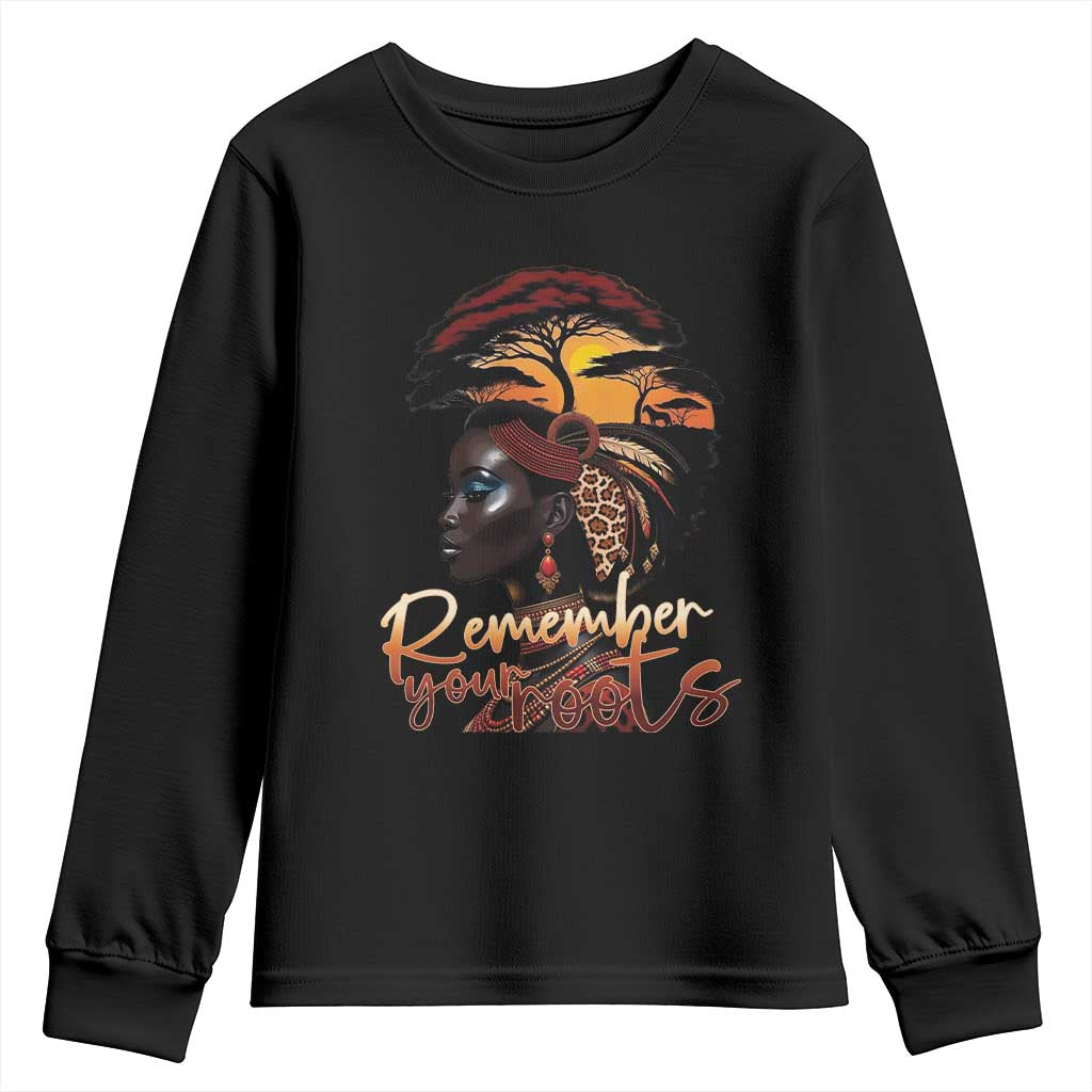Black History Month Youth Sweatshirt Remember Your Roots African Safari