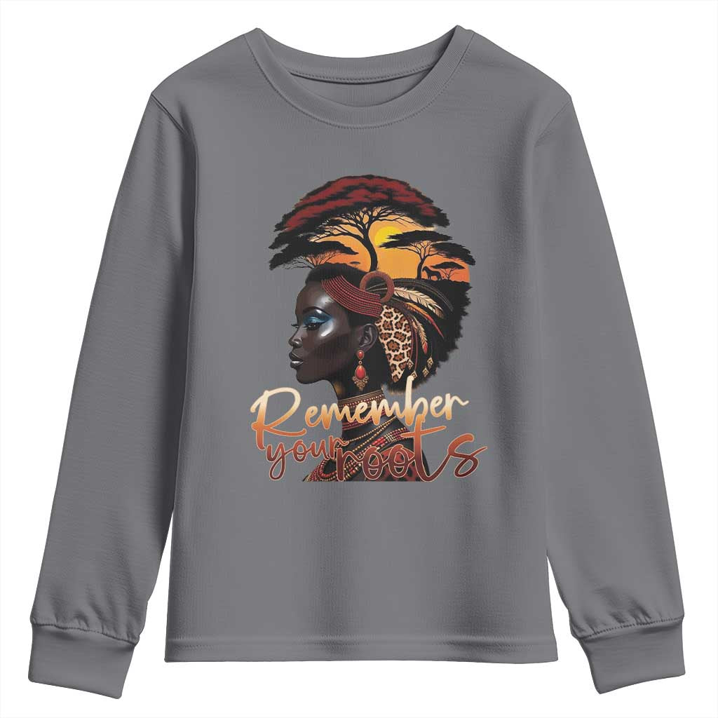 Black History Month Youth Sweatshirt Remember Your Roots African Safari