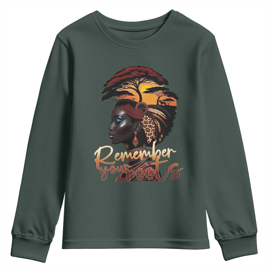 Black History Month Youth Sweatshirt Remember Your Roots African Safari