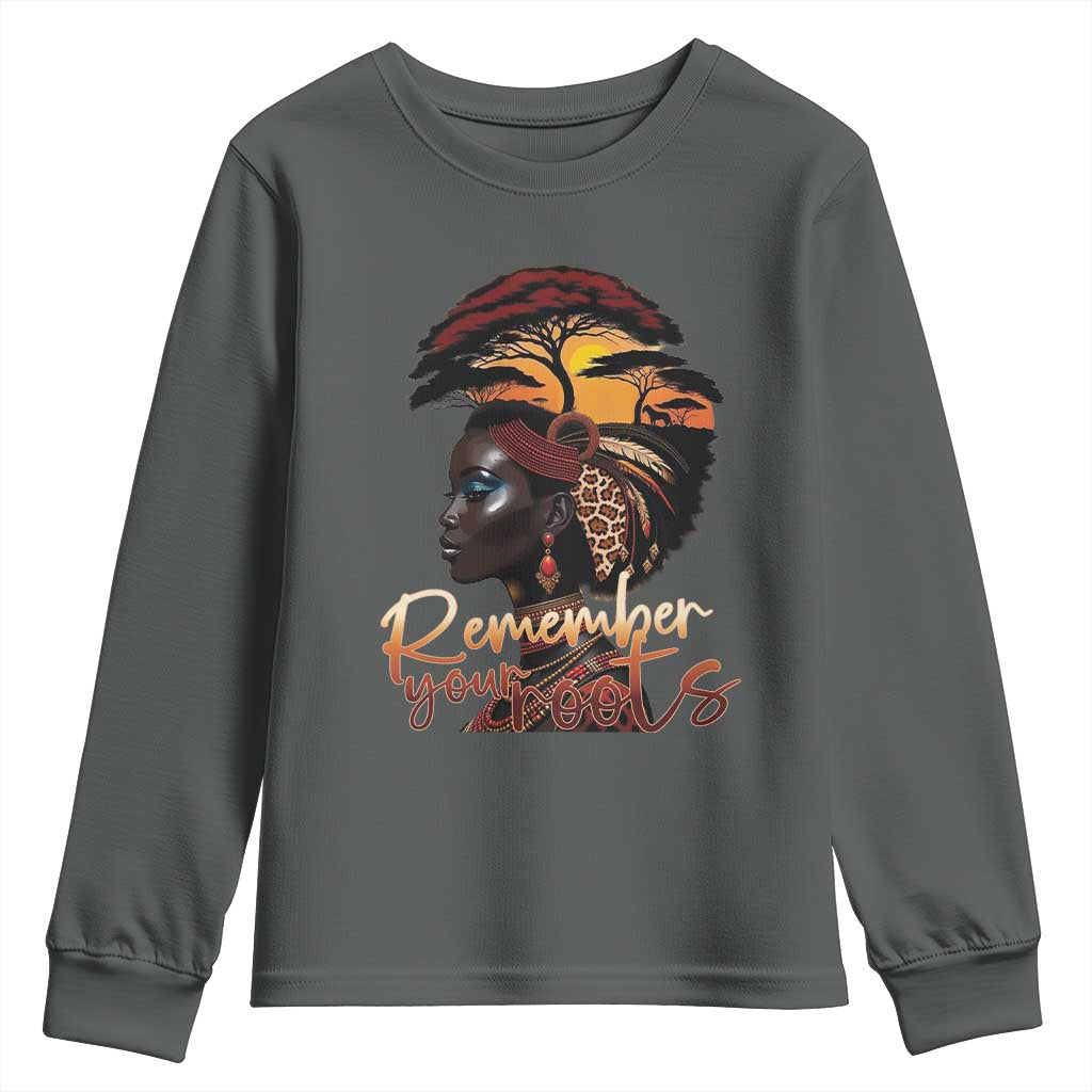 Black History Month Youth Sweatshirt Remember Your Roots African Safari