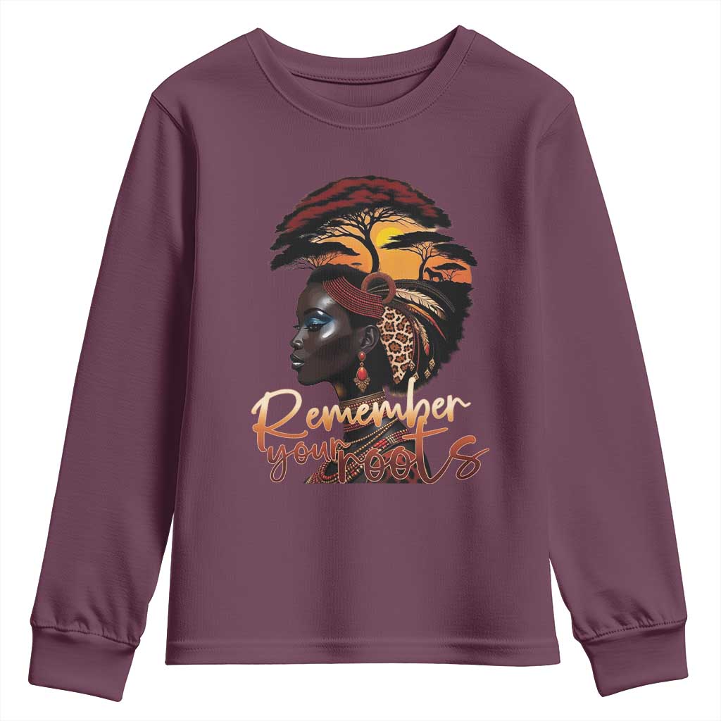 Black History Month Youth Sweatshirt Remember Your Roots African Safari