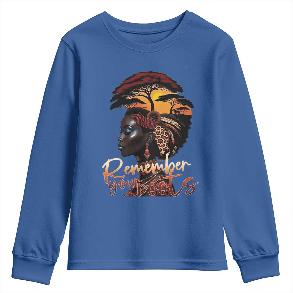Black History Month Youth Sweatshirt Remember Your Roots African Safari