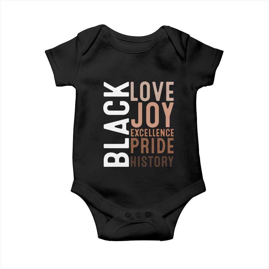 Black Love Joy Excellence Pride History Baby Onesie Proud African American