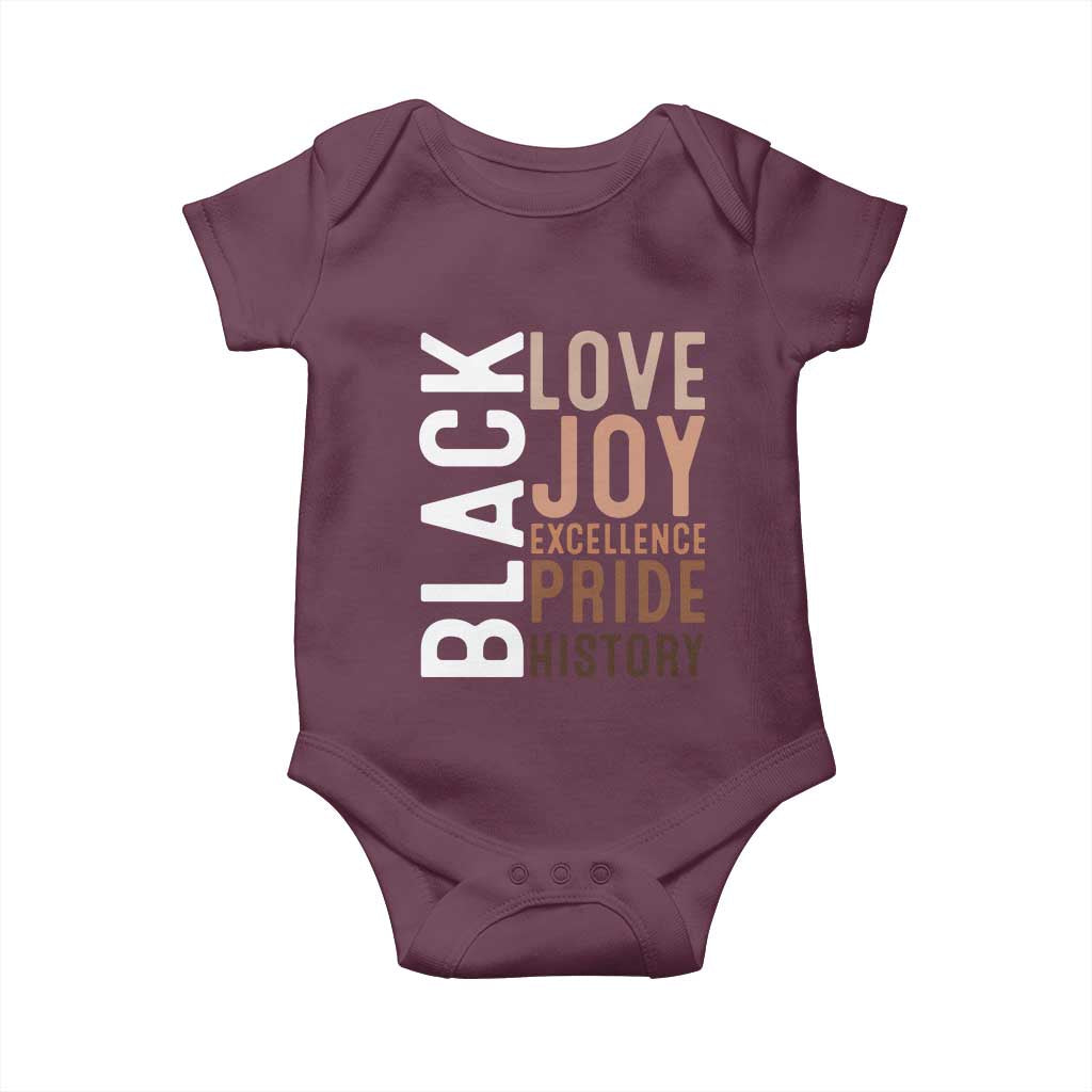 Black Love Joy Excellence Pride History Baby Onesie Proud African American
