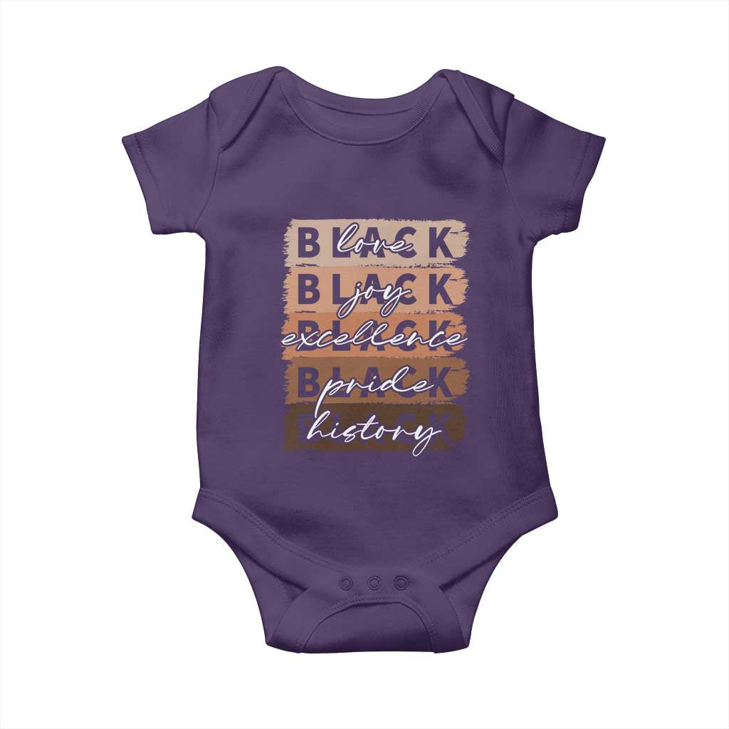 Black Love Joy Excellence Pride History Baby Onesie Proud African American Melanin Brush Stroke