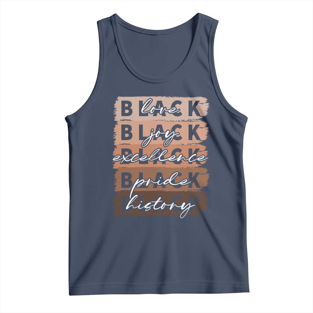 Black Love Joy Excellence Pride History Tank Top Proud African American Melanin Brush Stroke