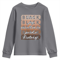 Black Love Joy Excellence Pride History Youth Sweatshirt Proud African American Melanin Brush Stroke