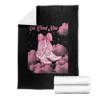 On Cloud Nine Throw Blanket 9th Birthday Bday Girl Pink Coquette Cowgirl Boots