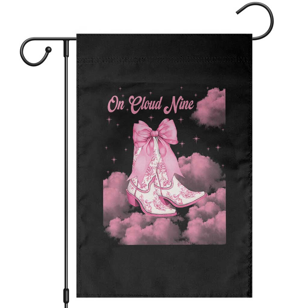 On Cloud Nine Garden Flag 9th Birthday Bday Girl Pink Coquette Cowgirl Boots