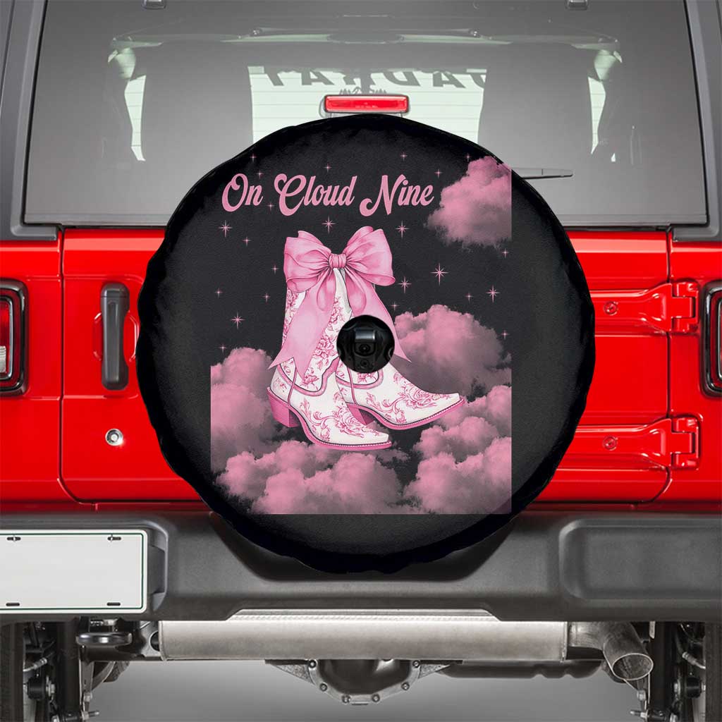 On Cloud Nine Spare Tire Cover 9th Birthday Bday Girl Pink Coquette Cowgirl Boots