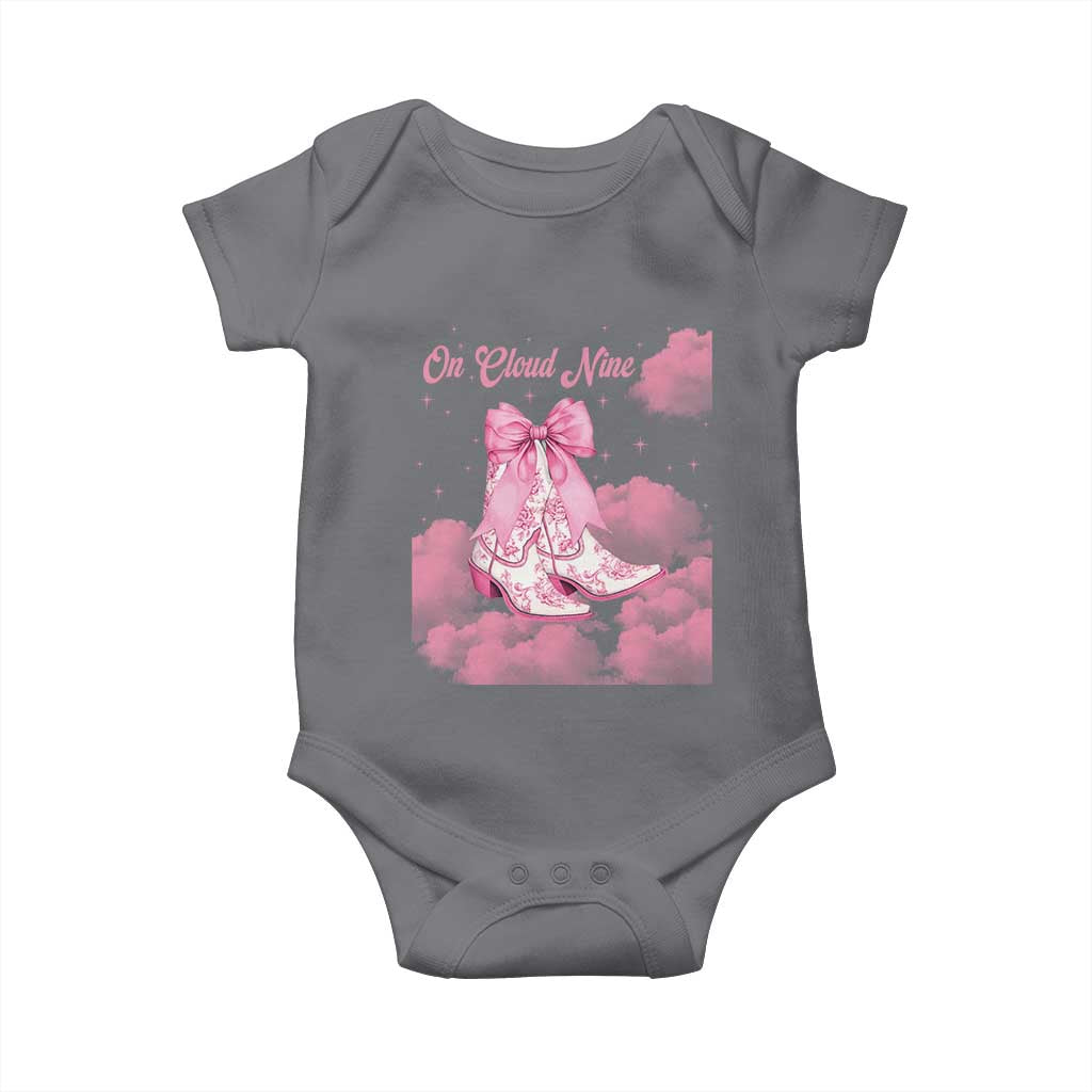On Cloud Nine Baby Onesie 9th Birthday Bday Girl Pink Coquette Cowgirl Boots
