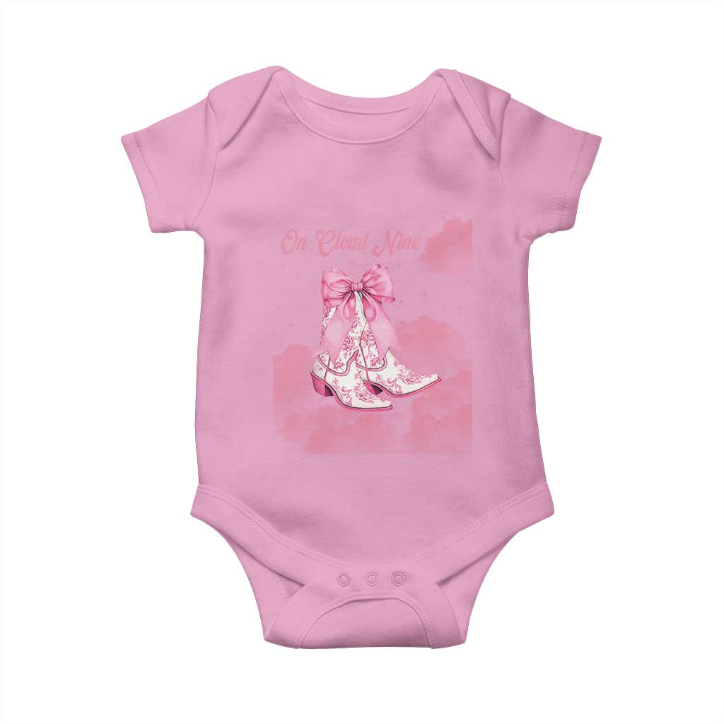 On Cloud Nine Baby Onesie 9th Birthday Bday Girl Pink Coquette Cowgirl Boots