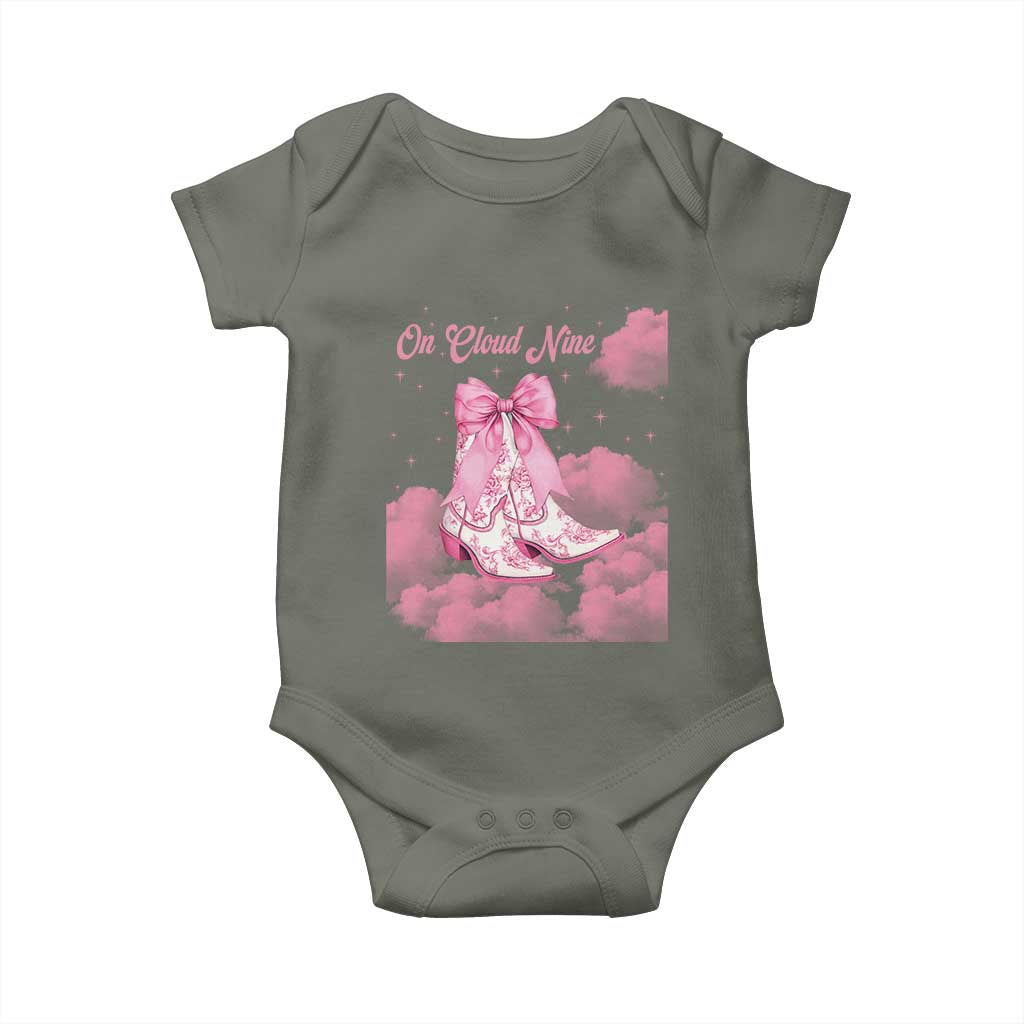 On Cloud Nine Baby Onesie 9th Birthday Bday Girl Pink Coquette Cowgirl Boots