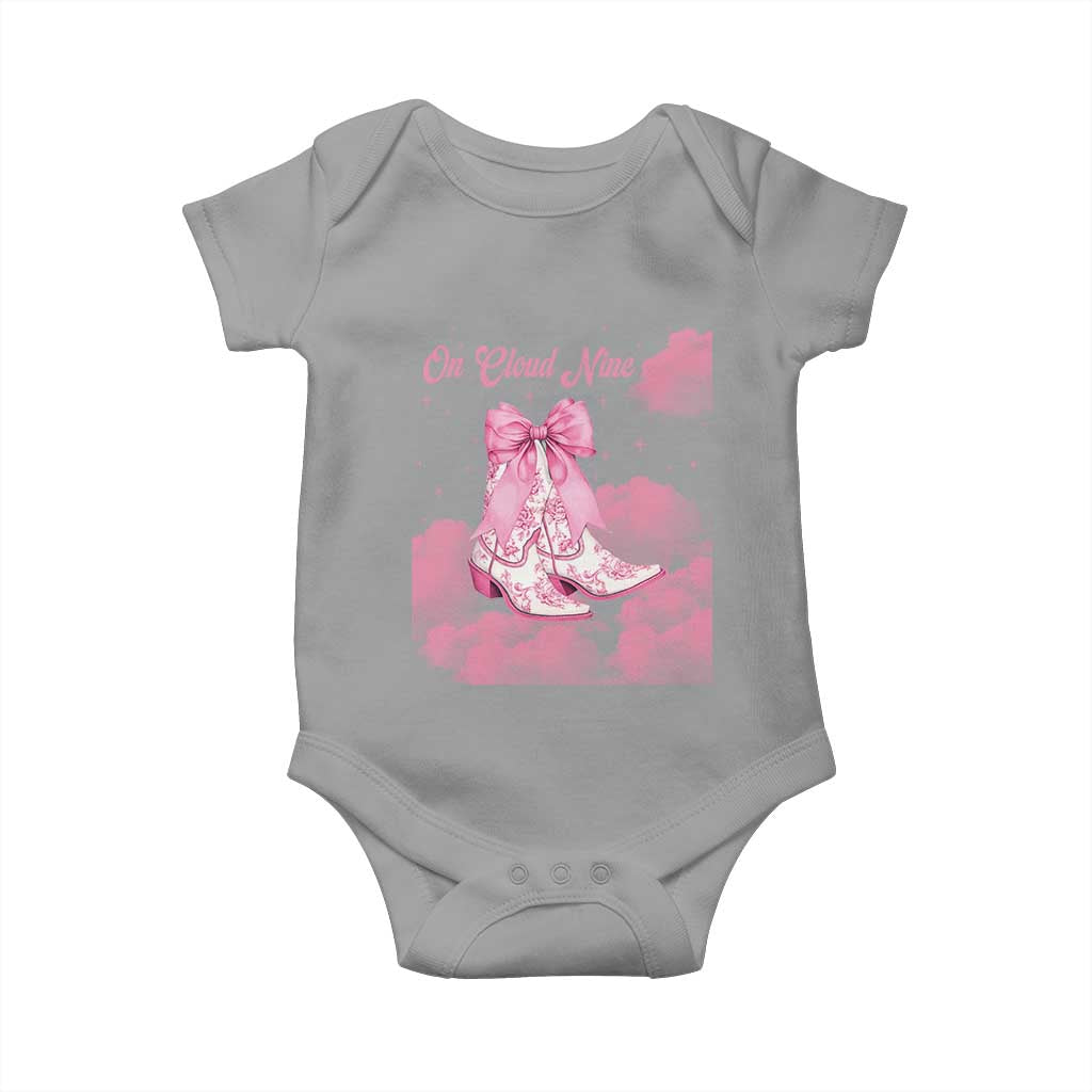 On Cloud Nine Baby Onesie 9th Birthday Bday Girl Pink Coquette Cowgirl Boots