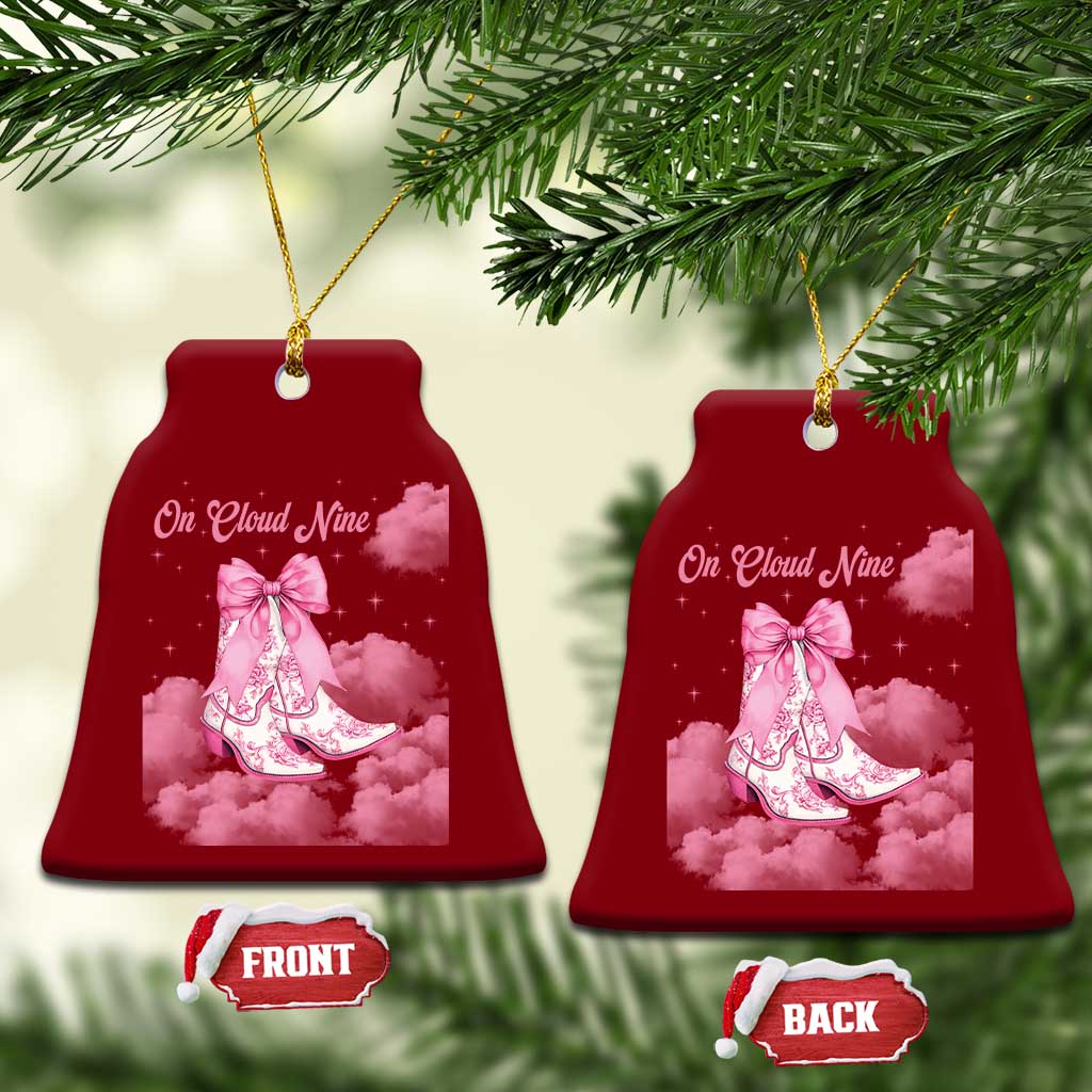 On Cloud Nine Ceramic Ornament 9th Birthday Bday Girl Pink Coquette Cowgirl Boots