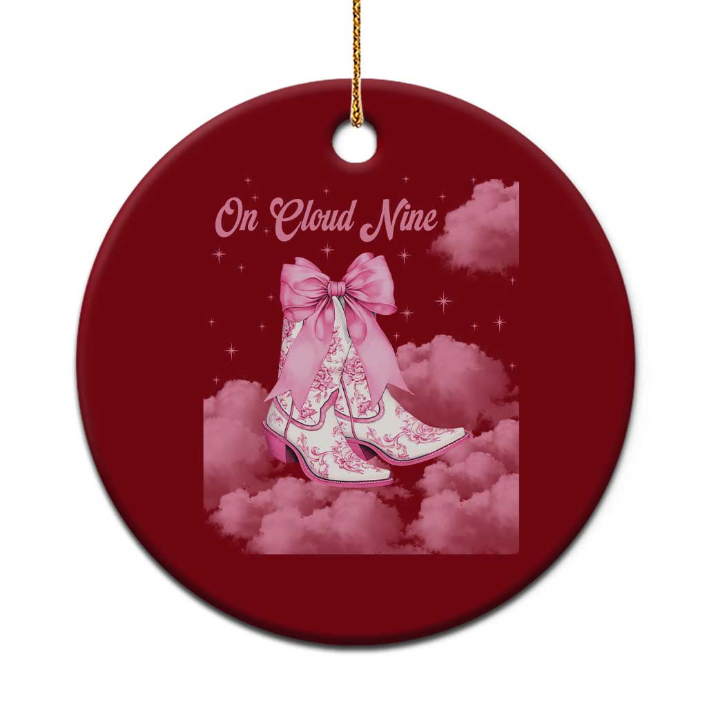 On Cloud Nine Ceramic Ornament 9th Birthday Bday Girl Pink Coquette Cowgirl Boots