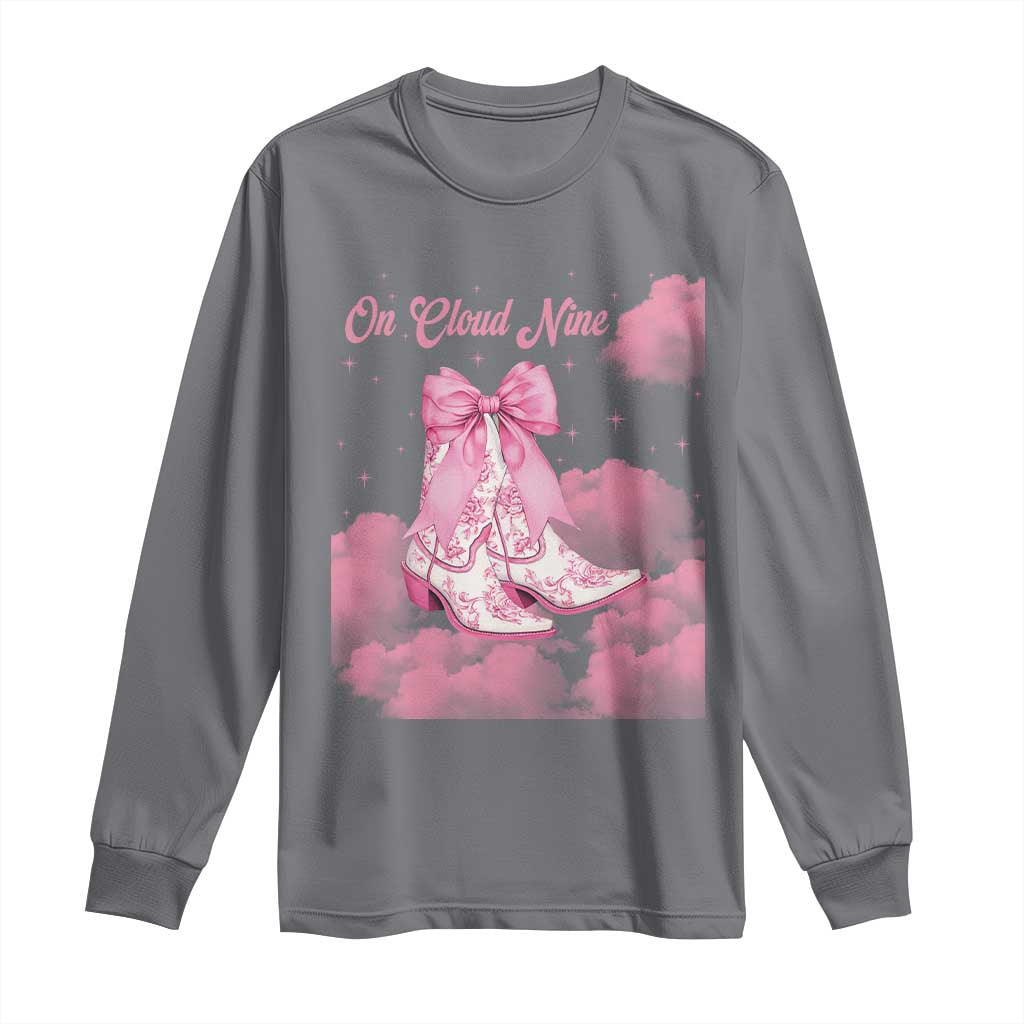 On Cloud Nine Long Sleeve Shirt 9th Birthday Bday Girl Pink Coquette Cowgirl Boots