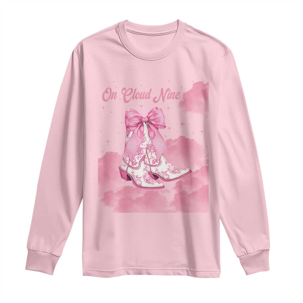 On Cloud Nine Long Sleeve Shirt 9th Birthday Bday Girl Pink Coquette Cowgirl Boots