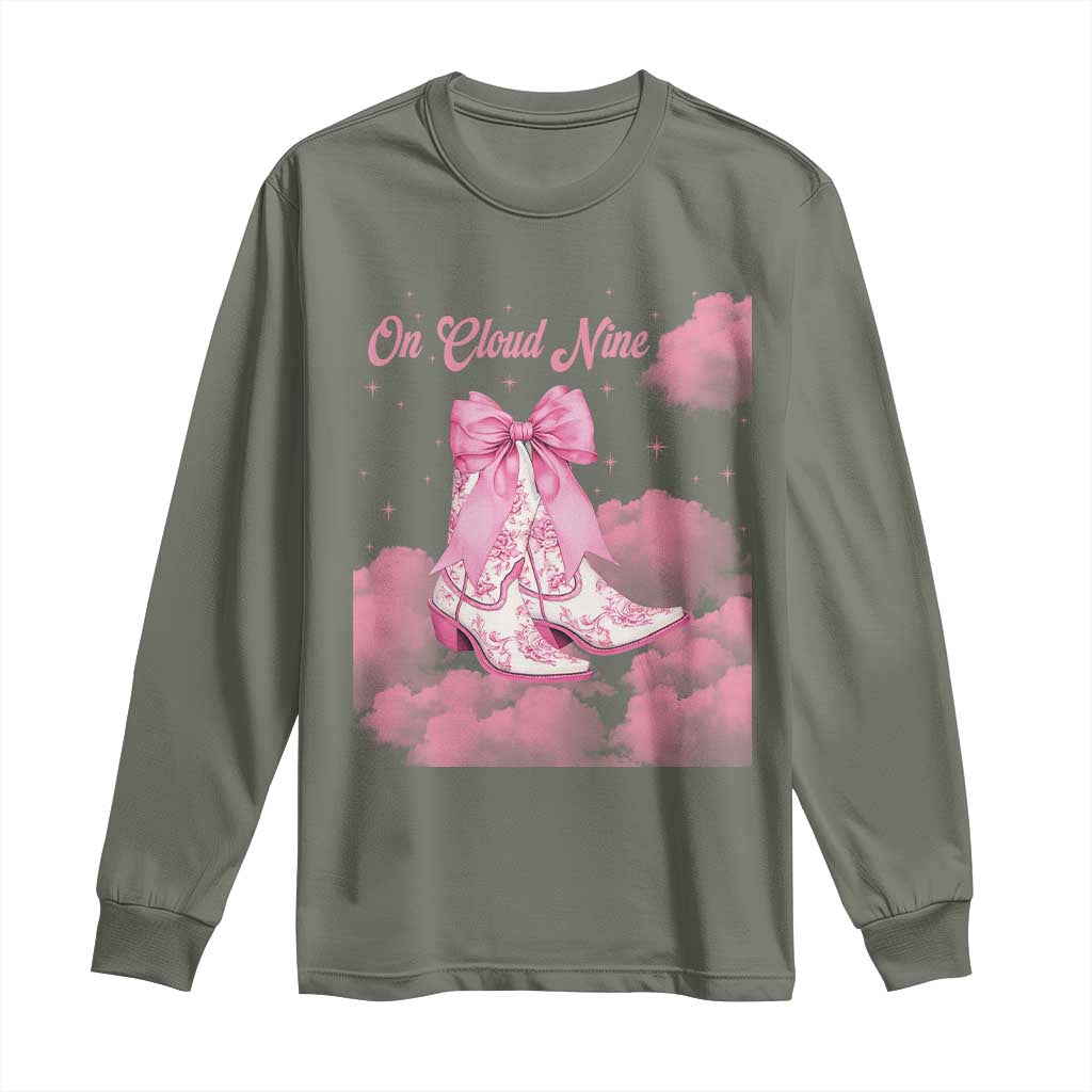 On Cloud Nine Long Sleeve Shirt 9th Birthday Bday Girl Pink Coquette Cowgirl Boots