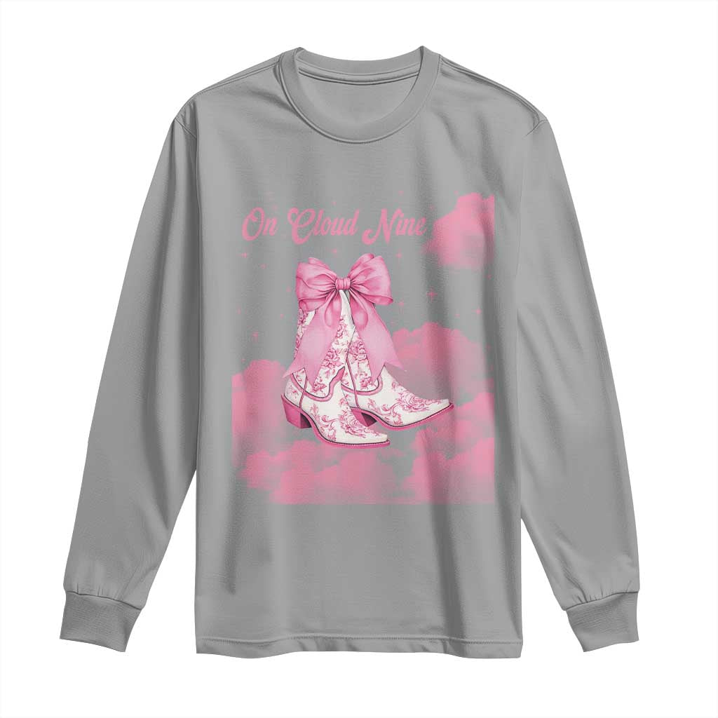 On Cloud Nine Long Sleeve Shirt 9th Birthday Bday Girl Pink Coquette Cowgirl Boots